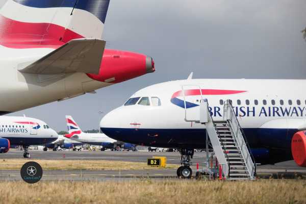 British Airways planes, airport taxis