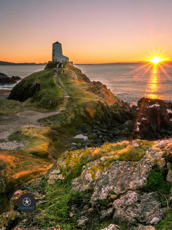 Lighthouse at sunset in Anglesey