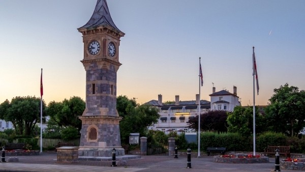Exmouth clock tower in summer