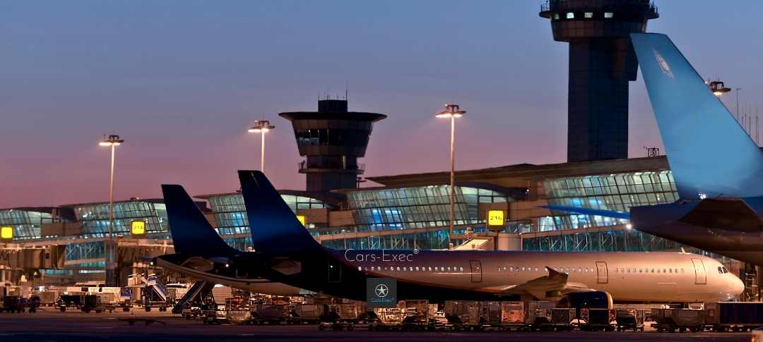 Planes parked at Heathrow Airport at night