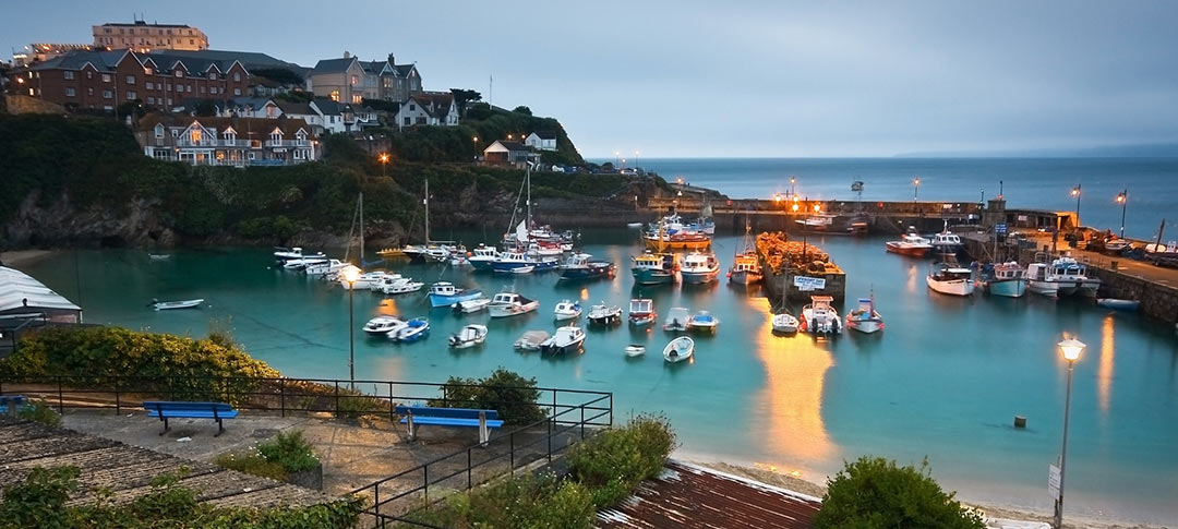 Newquay Harbour at sunset